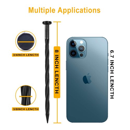 Meboyz Plastic Edging Stakes,50-Pack 8-Inch Edging Spikes, Spiral Nylon Landscape Anchoring Spikes for Paver Edging, Weed Barrier, Artificial Turf & More Weed Barrier, Artificial Turf & More.