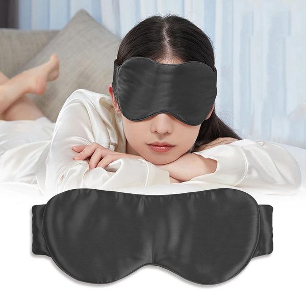QIYUE Eye Mask for Sleeping Made of 100% Mulberry Silk, Face-Hugging Padded Silk Eye Cover for Sleeping with Adjustable Band,Silk Sleep Mask for Women Men (Forged Iron)