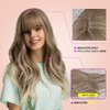 OUFEI 24 Inches Ash Blonde Wigs With Bangs for Women Natural Synthetic Wavy Wigs Heat Resistant Hair Long Wigs for Daily Party Wear