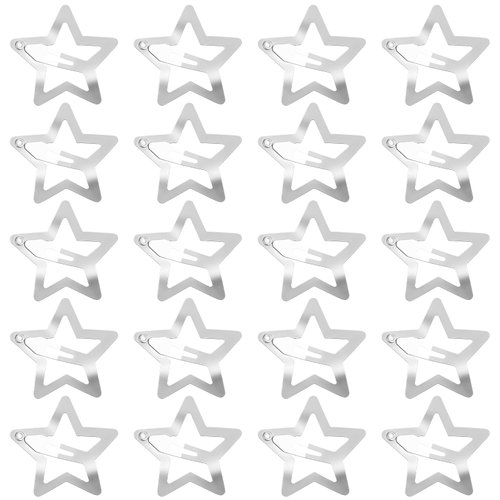 Qianyu 20 PCS 1.22" Star Hair Clips for Girls Non Slip Star Hair Barrettes Y2K Silver Metal Hair Accessories Kawaii Snap Kids Women Decoration Face Wash Clip Decoration