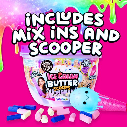 Compound Kings Ice Cream Butter Cloudz Slime Bucket for Girls & Boys, Sensory Toys, Non-Sticky Stress Relieving Tactile Cookie Dough Scent Purple, Pink, White Swirl Gift Set