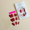 LPOODDNU Almond Press-on Nails, 24Pcs Medium Red Star Design, Acrylic False Nails for Women, Glossy Finish, Easy to Use, Ideal for Special Events, 1 Box
