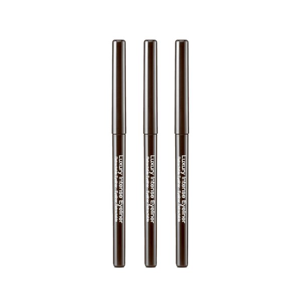 KISS New York Professional Retractable Eyeliner, Luxury Intense Highly Pigmented Eye Makeup, Long-Lasting, Water-Resistant, Smudge-Proof, Smooth Gliding (3 PACK, Dark Brown)