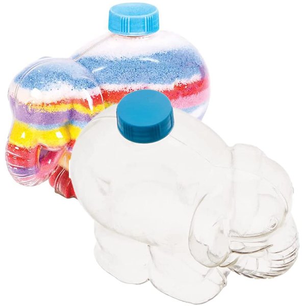 The Dreidel Company Zoo Animal Sand Art Bottle, Clear Plastic Sand Art Bottles, 6" Inch DIY Arts & Crafts, Party Favors (Blue)