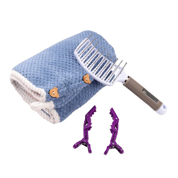 JIAMEISI Microfiber Hair Towel 1 Pack, Hair Towel with Button, Super Absorbent Hair Towel Wrap for Curly Hair, Fast Drying Hair Turban Towel for Women, Anti Frizz Microfiber Towel
