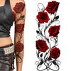 Temporary tattoo sleeve for women Stick on flower rose flora flowers adult temporary tattoo sticker transfer female body art realistic waterproof rockstar biker goth temp tattoo legs festival