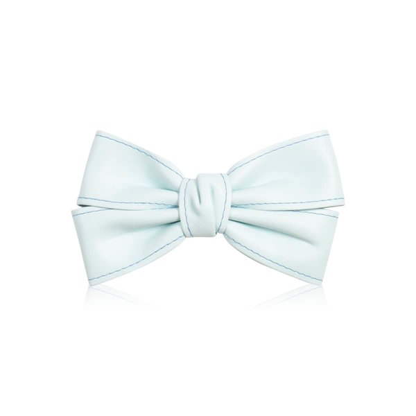 Hair Clip for Women and Girls - Cute Bow Girl's Hair Accessories Pin Ponytail Holder, Acrylic Resin Hairpin Gift (Bow Hair Clip -Faux Leather Blue)