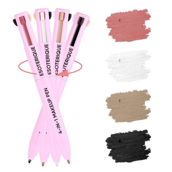 ESOTERIQUE 4 in 1 Makeup Pen, Eyeliner, Lip Liner, Brow Pencil, and Highlighter in One Pencil, Easy-To-Apply and Compact for Travel - Cruelty-Free & Vegan, Shade 01