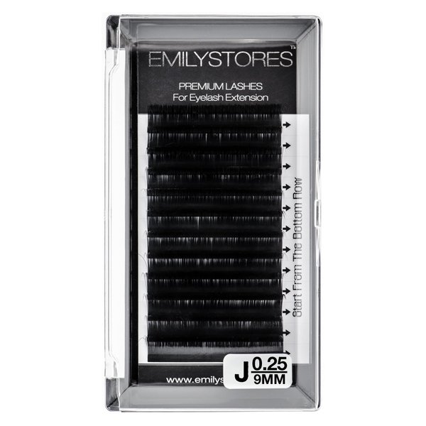 EMILYSTORES Lash Extensions 0.25mm Thickness J Curl 9mm Length Volume Individual Semi-Dull Black Eyelashes For Eyelash Extensions (0.25,J,9mm)