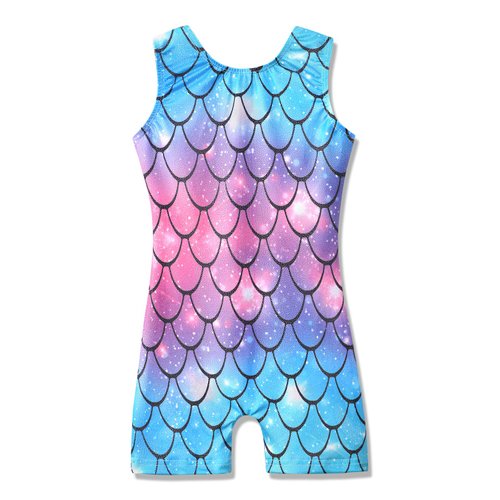 HOZIY Mermaid Gymnastics Leotards With Shorts for Little kid Girls 5t 6t Size 5-6 Years Old Unitard