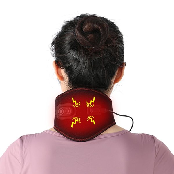 Portable Heating Pad for Neck with Massager Heated Neck Wrap for Neck Pain Relief 3 Adjustable Temperature and 4 Massage Modes Hot Compress Neck Therapy Brace for Stiffness & Soreness Relief