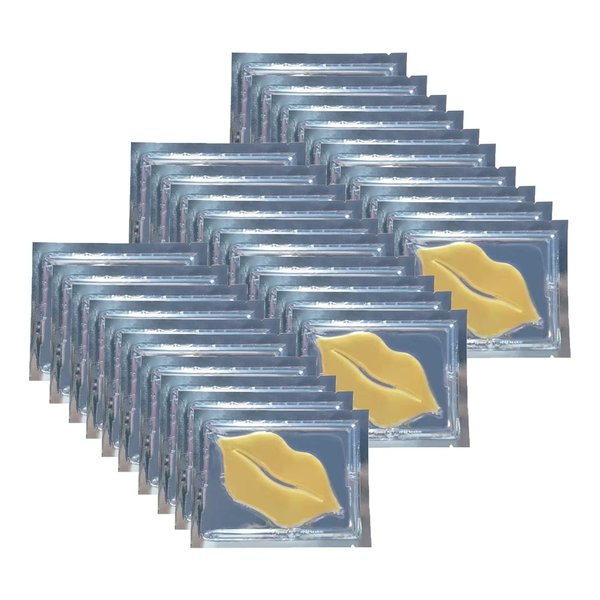 NIYET 30 pieces of Moisturizing Collagen Crystal Lip Mask - Anti-Ageing & Anti Chapped, Reduce lip Wrinkles, Fade Lip Color, Make Skin Smooth And Firm Collagen Lip Pieces (Gold-Lip Mask)