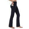 Keolorn Women's Bootleg Yoga Pants with Hidden Pockets Tummy Control Running Legging Long Bootcut(Black, Medium)