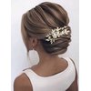Unicra Bride Wedding Gold Leaf Hair Comb Crtstal Bridal Headpiece Bridesmaids Pearls Hair Accessories for Women and Girls (Gold)