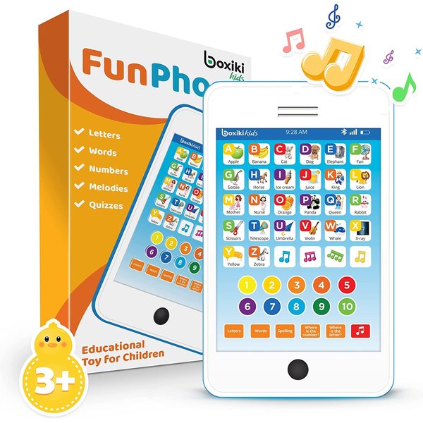 6-in-1 Kids Phone Toy: Educational Toys for Toddlers 1-3, Learning Toys for 4 Year Old Boys & Girls, Kids Laptop, Kids Tablet for Toddlers - Ideal Educational Toys for 4+ Years (White/Blue)