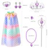 Fedio Princess Cape Set 7 Pieces Girls Princess Cloak with Tiara Crown, Wand for Little Girls Dress up (Mermaid)