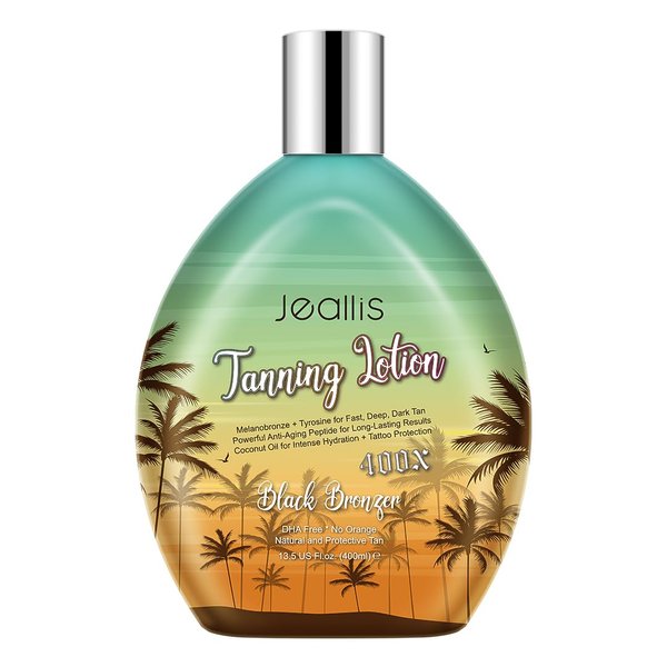 Jeallis Extreme Dark Tanning Lotion Accelerator for Indoor Tanning Beds & Outdoor Sun Tan with Bronzer to Get Dark Fast Tan, Bronzing Tanning Lotion with Tattoo Protecting Formula, DHA Free, 13.5oz