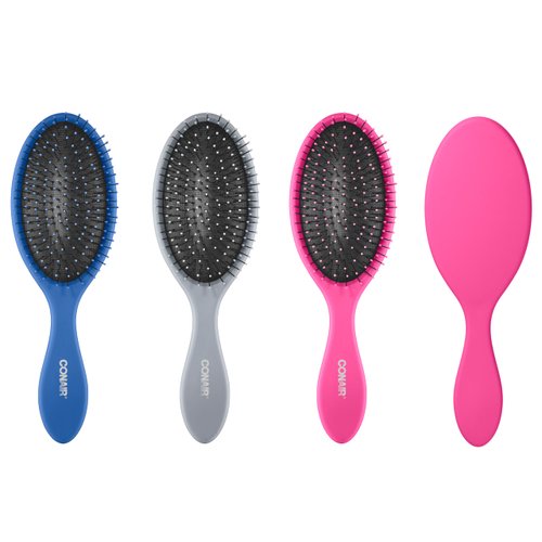 Conair Detangling Hair Brush - For wet and dry hair - Ideal for all hair types - Features flexible bristles- 3 PK (Assorted Color)