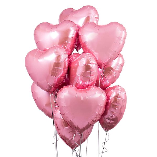 Katchon, Light Pink Heart Balloons -18 Inch, Pack of 10 | Heart Shaped Balloons | Pink Heart Balloons for Valentines Day Decor | Valentines Day Balloons, Foil Heart Balloons for Galentines Day Decor