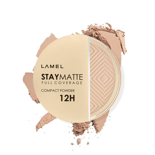 Lamel Stay Matte Compact Powder - Light Natural Coverage - Universal Neutral Undertone - Cruelty Free - Cool Ivory N.402