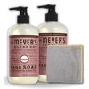 Clean Day Organic Rosemary Scent Liquid Hand Soap 12.5 oz Bundle with Microfiber Cloth - Gentle Hand Soap with Essential Oils & Aloe Vera - (3 Items)