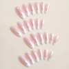 Pink French Tip Press on Nails Medium Almond Fake Nails Press ons with Chrome Designs Glossy Full Cover False Nails Mirror Cute Nail Tips Glue on Acrylic Nails for Women Manicure 24Pcs