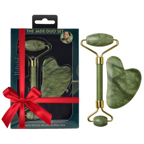 Beautyfrizz Jade Facial Roller - Jade Roller for Face and Gua Sha Massage Tool - Jade Roller and Gua Sha Set - Guasha Tool for Face - Skin Care Gift Set