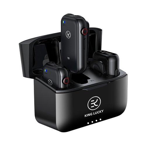 Kinglucky Wireless Lavalier Microphone, with Professional ANC Noise Reduction, Charging Case, 10H Battery Life, 80m(262FT), Wireless Microphone for DSLR Camera, iPhone, Android, PC, Live Streaming