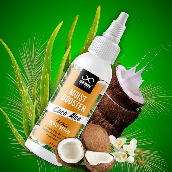 Infinix Scalp Serum - Coco Aloe Essence for Soothing Irritated Scalp, Preventing Ingrown Hair, and Enhancing Hair Health - Strengthens Hair - Natural Hair Conditioner - 2fl oz/60ml