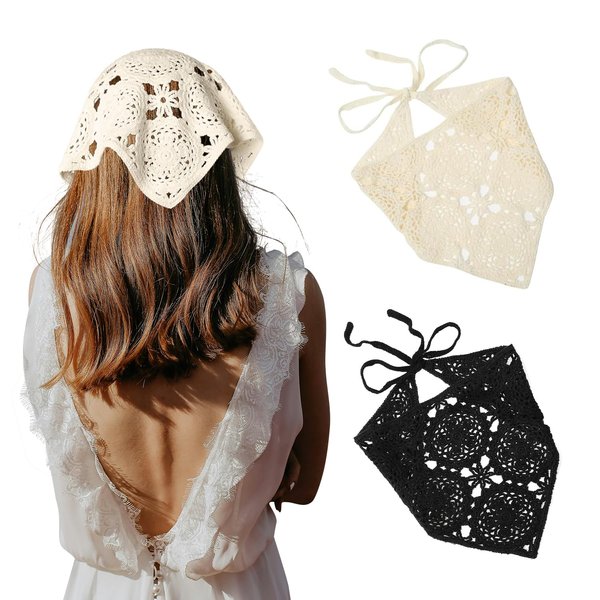 ZURLEFY Black Hair Scarf Bandanas for Women, Khaki Bandana Headband for Womens Headbands Mesh Hair Scarves Lightweight Head Scarf Hair Accessories (59H-05)
