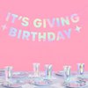 Pre-Strung It's Giving Birthday Banner -8.2 Feet Sparkle Iridescent Banner Fun Birthday Party Decorations Birthday Banner Sign 21st Bday Supplies Holographic Glitter Garland Decor No DIY