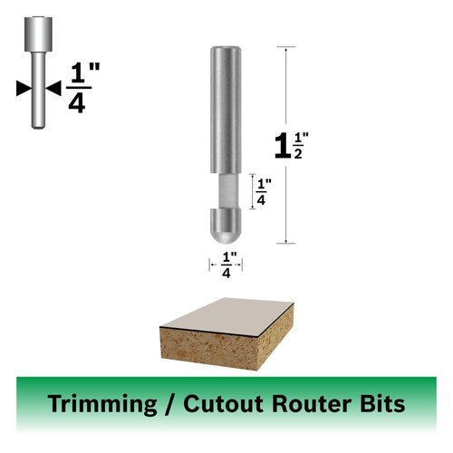 BOSCH 85285 1/4 In. x 1/4 In. Carbide 1-Flute Flush Trim Bit