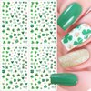 HOXIEYA St. Patrick's Day Nail Stickers Shamrock Nail Art Stickers Lucky Clover Nail Art Decorations for Women 4 Sheets Green Shamrock Lucky Heart Nail Deisgn for Nail Art