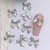 30 Pcs Y2K Silver Bow Nail Charms,3D Alloy Bows Nail Charm Cute Bowknot Nails Charms Kawaii Long Ribbon Bowknots Nail Art Charms for Women Nail Art Supplies Nail Designs Nail Decor Nail Accessories