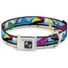 Dog Collar Seatbelt Buckle Beach Scene 2 9 to 15 Inches 1.0 Inch Wide