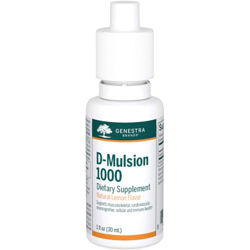 Genestra Brands D-Mulsion 1000 - Liquid Vitamin D Supplement - Natural Lemon Flavor - 1 Fl Oz