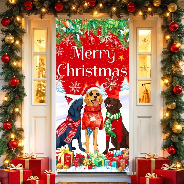 Christmas Door Cover Merry Christmas Peppermint Ice Cream Front Door Decorations Banner Christmas Gingerbread Man Candy Cane Door Cover Banner for Xmas New Year Holiday Candy Party Supplies