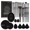 MAANGE Makeup Brushes 29 Pcs Makeup Kit, Premium Synthetic Foundation Powder Concealers Eye shadows Blush Brush Make up Brushes Set (Black, 29 Piece Set)