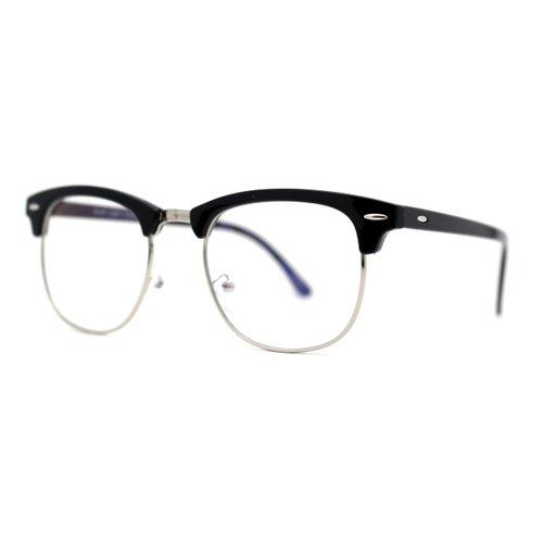 Iconic Brownline Half Rim Blue Light Blocking Computer Glasses Black Silver