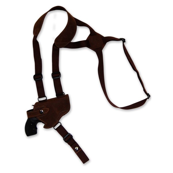 Barsony Brown Leather Cross Harness Shoulder Holster for Ruger SP101 Left