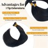 I Tip Hair Extensions Human Hair 22 Inch Black Hair Extensions I Tip Real Human Hair 50g 50s/Pack Full Head Keratin Bond Hair Extensions I Tip Natural Black Extensions for Women