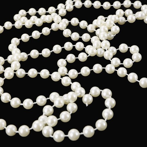 Jerler Pearl Garland 11 Yards/33Feet Artificial Pearl Bead Chain Trim Strands Roll, Ideal for DIY Crafts, Christmas, Wedding, Bouquet and Party Decoration (10mm-Ivory)