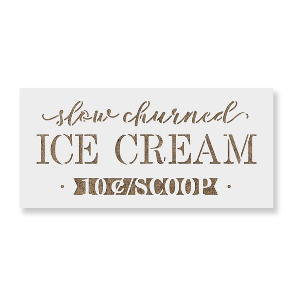 Slow Churned Ice Cream Stencil - Easy-to-Use for Crafting Directional and Informative Signs, Slow Stencil