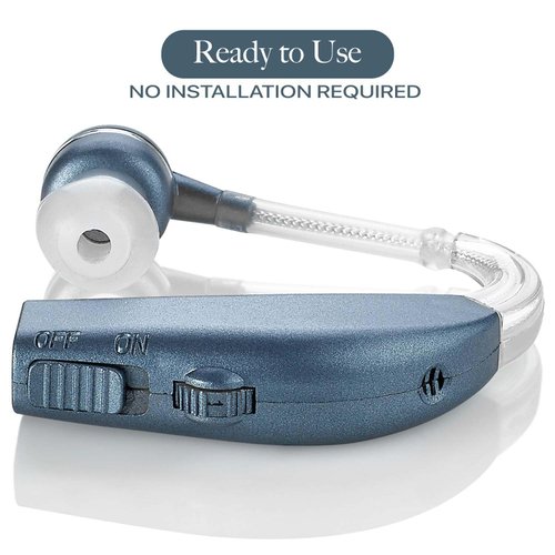 Digital Hearing Amplifier - Personal Hearing Enhancement Sound Amplifier Pair, Rechargeable Digital Hearing Amplifier with All-Day Battery Life, Modern Blue