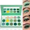 WENJLYJ 15 Color Green Eyeshadow Palette,Highly Pigmented Green Eyeshadow Matte Shimmer Makeup Pallete,Long Wear Waterproof Eye Shadow Pallete Glitter Eyeshadow Pallets for Women