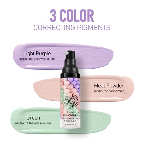 KYDA Color Correcting Facial Serum, SPF 50 PA+++, Moisturizing Makeup Primer, One Step Brightening Primer to Even Skin Tone, Oil Control Skin Corrector, Sheer Finish, Refreshing, Purple Pink Green