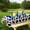 Cow Print Tablecloth (Pack of 6) 54 x 72 Inch Tablecloths for Farm Animal Themed Parties, Birthday Party Supplies and Picnic Table Covers, (Black and White)