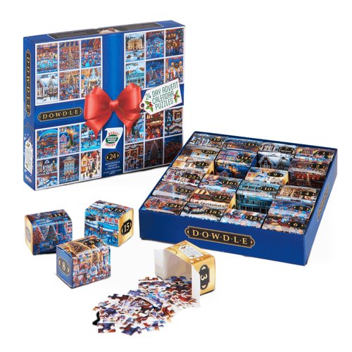 Buffalo Games - Dowdle - 24 Days of Christmas Advent Calendar Puzzles – 24 Mini Puzzles to Unbox - 1,000 Total Pieces