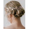 SWEETV Bridal Headband Wedding Headpiece for Bride Hair Accessories for Wedding Hair Pieces Crystal Pearl Hair Vine Rose Gold