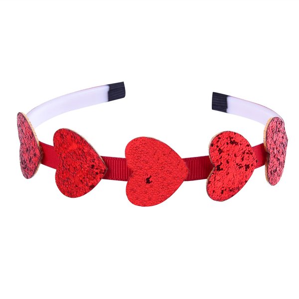 Dzrige Valentines Day Heart Headband Glitter Red Heart Headpiece Sequin Love Heart Hair Accessories for Girls Kids Valentine's Day New Year Wedding Birthday Party Gift